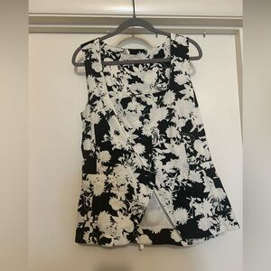 LOFT Monochrome Floral Sleeveless Blouse